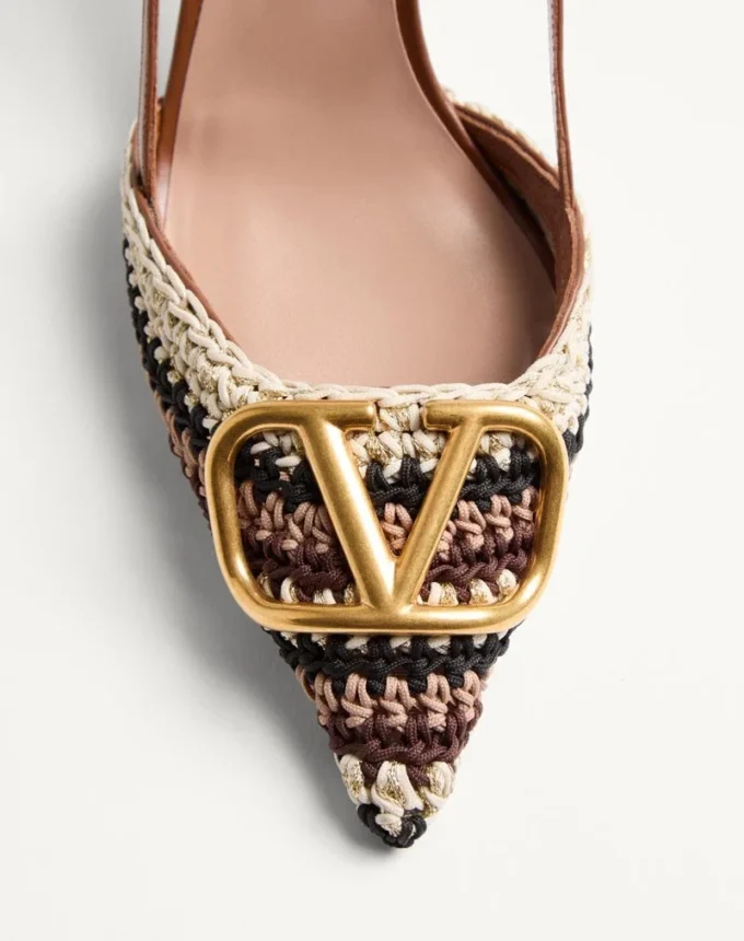 Vlogo Signature Slingback-Pumps mit Häkelstickerei 80 mm Vlogo Signature Slingback-Pumps mit Häkelstickerei 80 mm