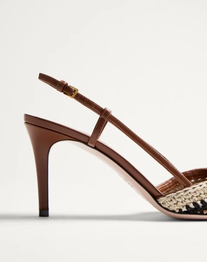 Vlogo Signature Slingback-Pumps mit Häkelstickerei 80 mm Vlogo Signature Slingback-Pumps mit Häkelstickerei 80 mm