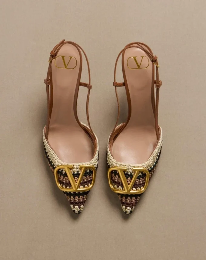 Vlogo Signature Slingback-Pumps mit Häkelstickerei 80 mm Vlogo Signature Slingback-Pumps mit Häkelstickerei 80 mm