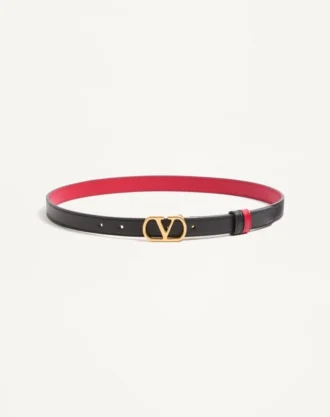 VLogo Signature Wendbarer Gürtel aus glänzendem Kalbsleder – 20 mm / 1,2 Zoll