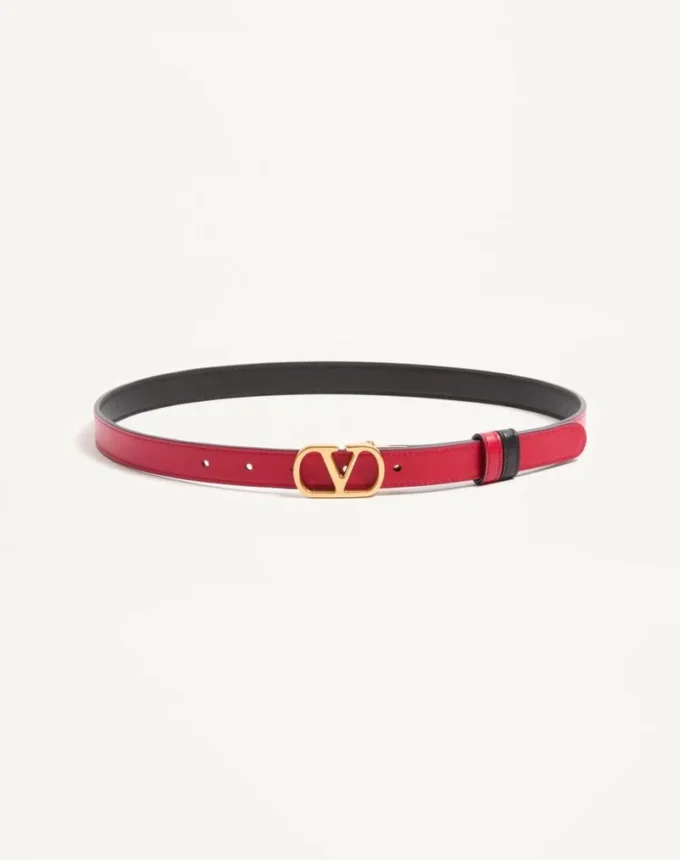 VLogo Signature Wendbarer Gürtel aus glänzendem Kalbsleder – 20 mm / 1,2 Zoll VLogo Signature Wendbarer Gürtel aus glänzendem Kalbsleder – 20 mm / 1,2 Zoll