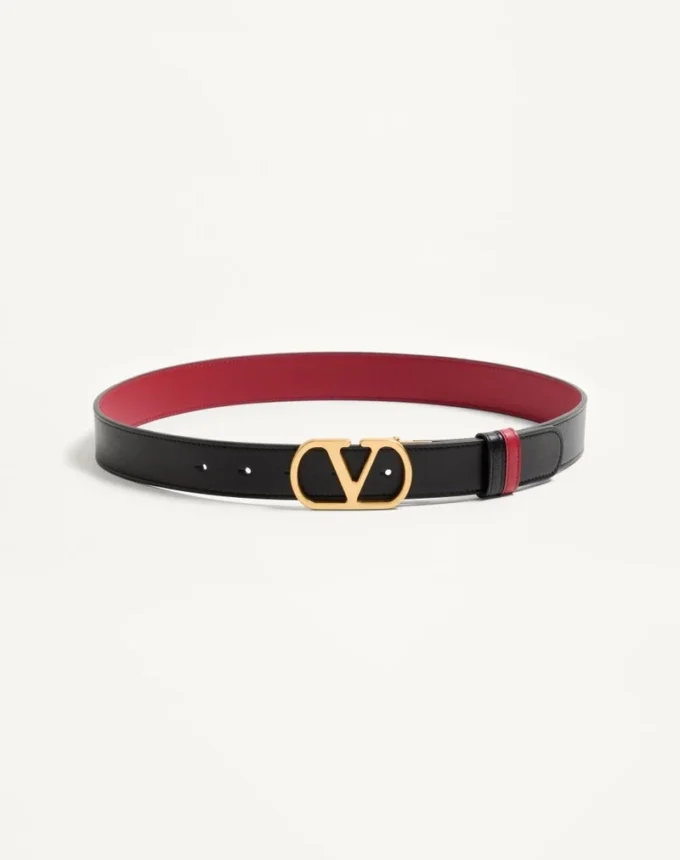 VLogo Signature Wendbarer Gürtel aus glänzendem Kalbsleder – 30 mm / 1,2 Zoll VLogo Signature Wendbarer Gürtel aus glänzendem Kalbsleder – 30 mm / 1,2 Zoll