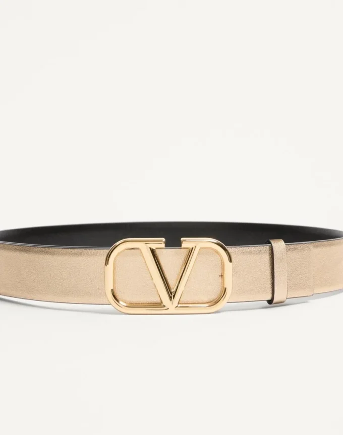 Vlogo Signature Wende-Gürtel aus metallischem und glänzendem Kalbsleder 30 mm Vlogo Signature Wende-Gürtel aus metallischem und glänzendem Kalbsleder 30 mm