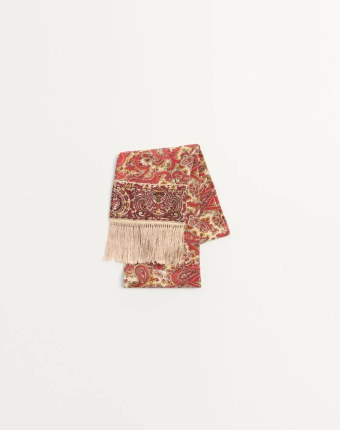 Voyage Imaginaire Seiden-Bandeau-Schal mit Fransen