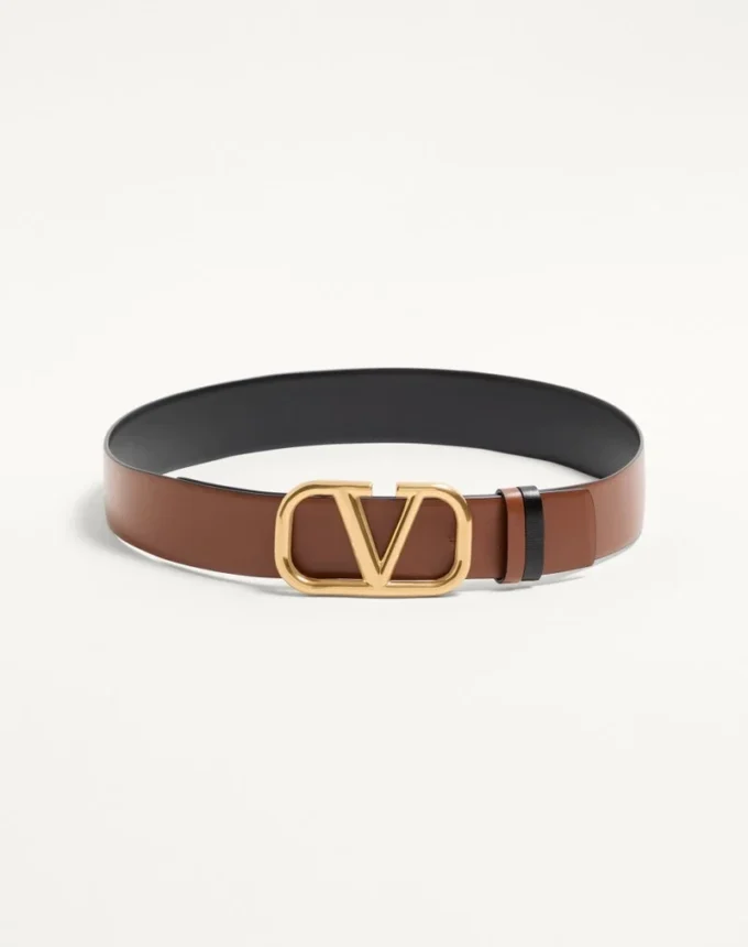 Wendbarer Gürtel mit Vlogo-Signatur aus glänzendem Kalbsleder 40 mm