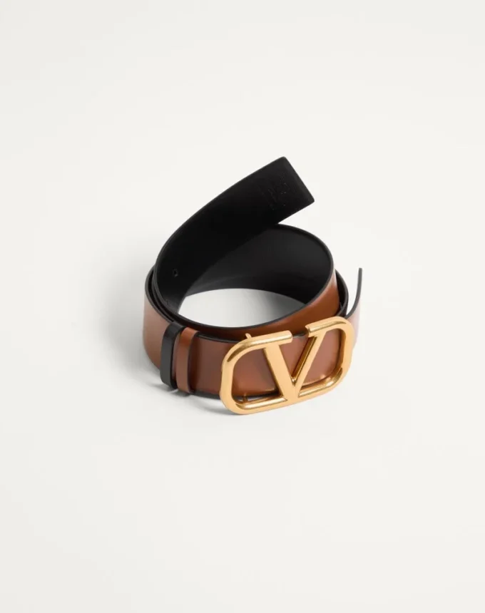 Wendbarer Gürtel mit Vlogo-Signatur aus glänzendem Kalbsleder 40 mm