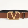 Wendbarer Gürtel mit Vlogo-Signatur aus glänzendem Kalbsleder 40 mm