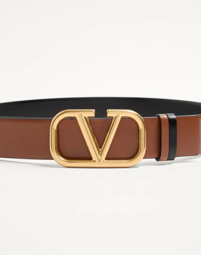 Wendbarer Gürtel mit Vlogo-Signatur aus glänzendem Kalbsleder 40 mm