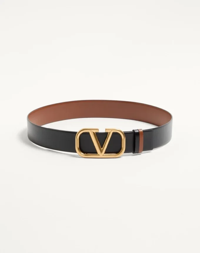 Wendbarer Gürtel mit Vlogo-Signatur aus glänzendem Kalbsleder 40 mm