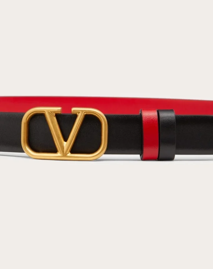 Wendbarer Vlogo Signature Gürtel aus glänzendem Kalbsleder 20 mm