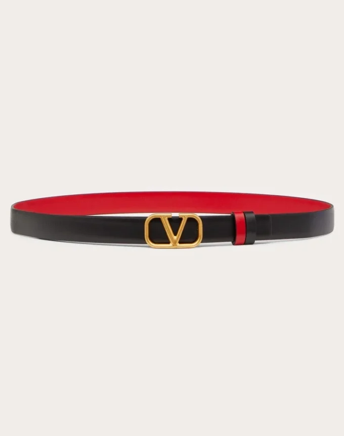 Wendbarer Vlogo Signature Gürtel aus glänzendem Kalbsleder 20 mm