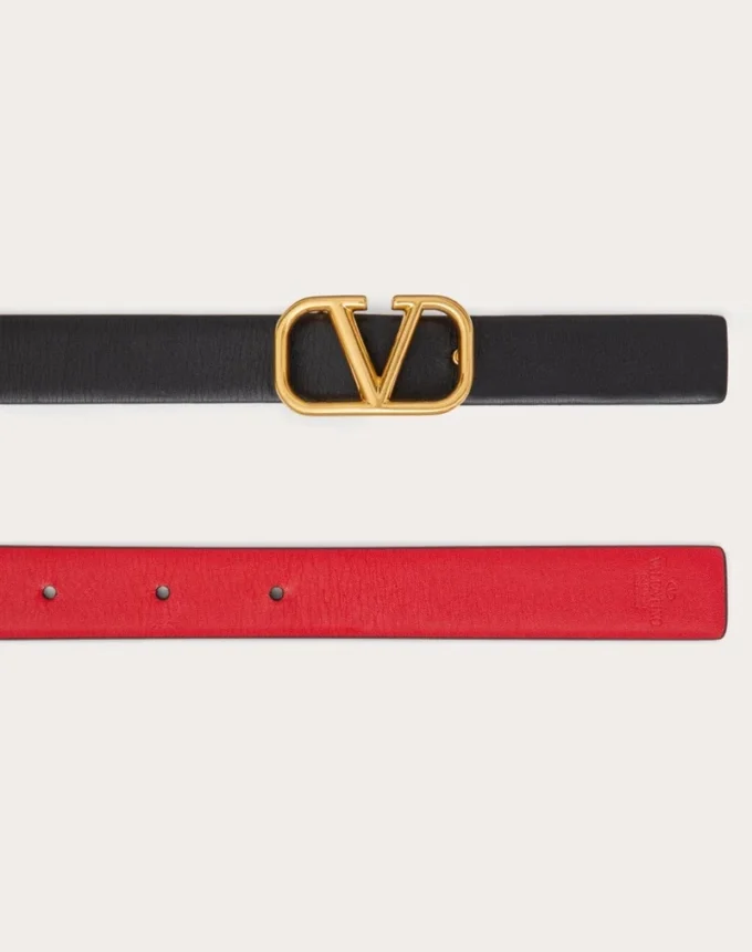 Wendbarer Vlogo Signature Gürtel aus glänzendem Kalbsleder 20 mm