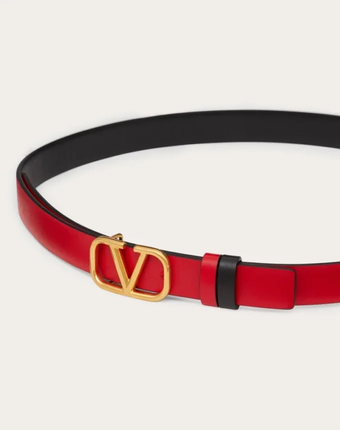 Wendbarer Vlogo Signature Gürtel aus glänzendem Kalbsleder 20 mm