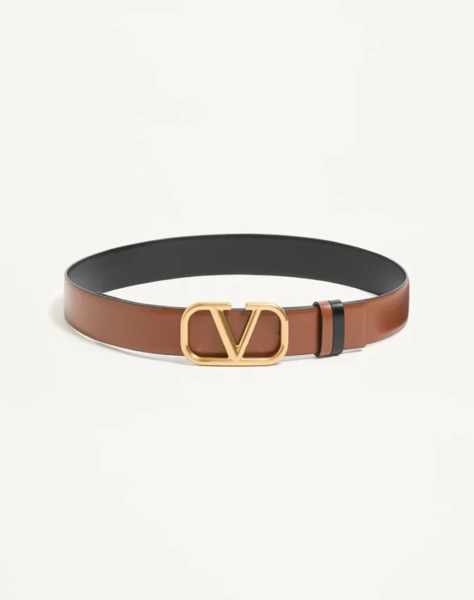 Wendbarer Vlogo Signature Gürtel aus glänzendem Kalbsleder 30 mm