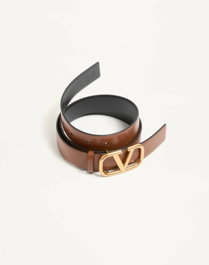 Wendbarer Vlogo Signature Gürtel aus glänzendem Kalbsleder 30 mm