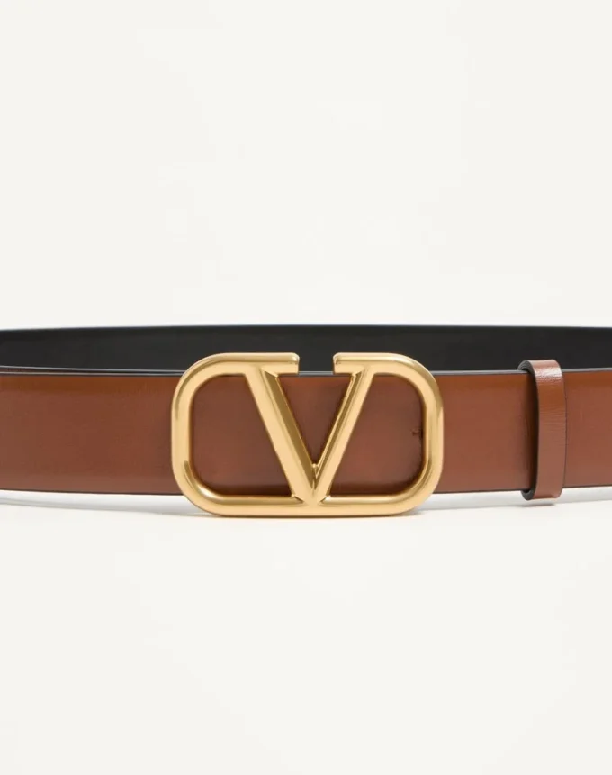 Wendbarer Vlogo Signature Gürtel aus glänzendem Kalbsleder 30 mm