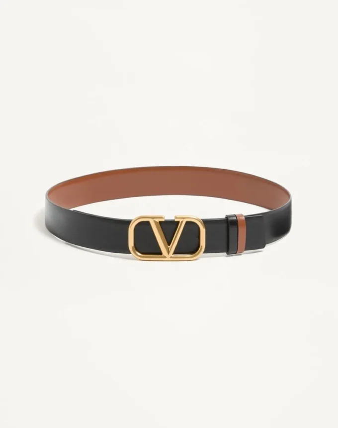 Wendbarer Vlogo Signature Gürtel aus glänzendem Kalbsleder 30 mm