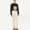 Woll- und Baumwollpullover mit Le Chat De La Maison-Aufnäher Woll- und Baumwollpullover mit Le Chat De La Maison-Aufnäher