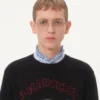 Woll- und Baumwollpullover mit Le Chat De La Maison-Aufnäher Woll- und Baumwollpullover mit Le Chat De La Maison-Aufnäher