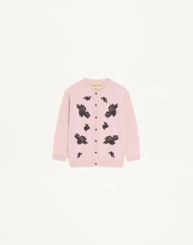 Wollcardigan mit Spitze