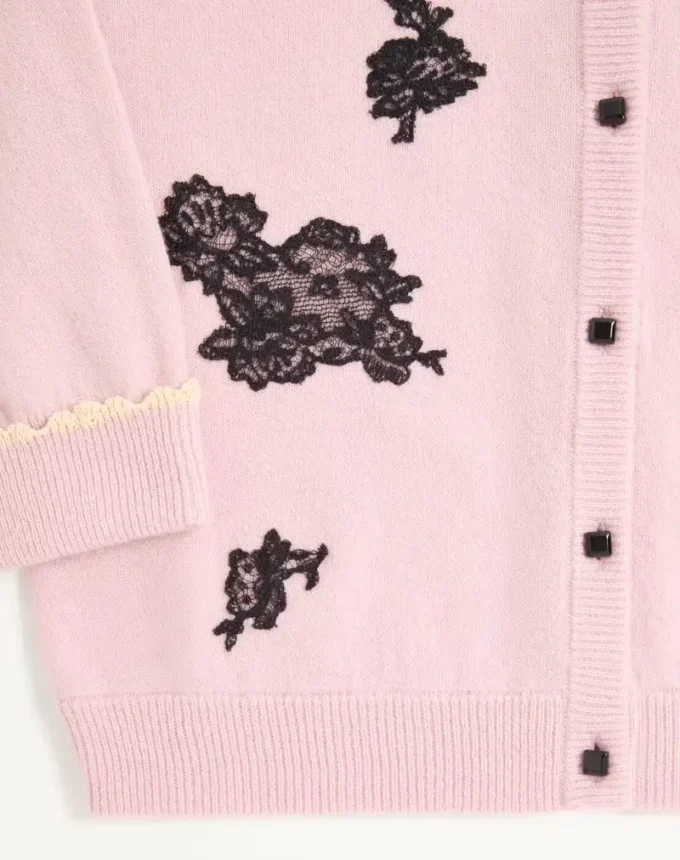 Wollcardigan mit Spitze