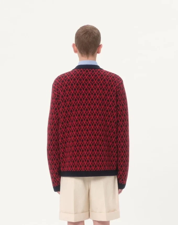 Wollcardigan mit Tout La V-Muster Wollcardigan mit Tout La V-Muster