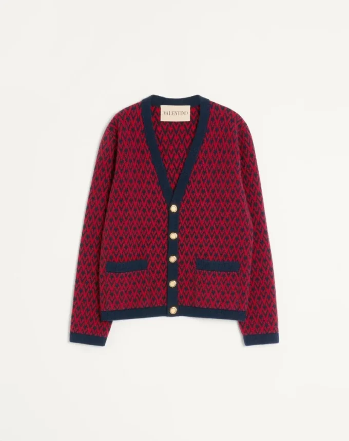 Wollcardigan mit Tout La V-Muster Wollcardigan mit Tout La V-Muster
