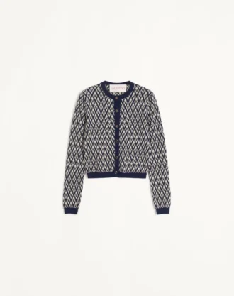 Wollcardigan mit Toute La V Jacquard-Muster