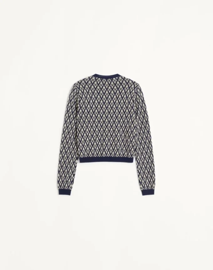 Wollcardigan mit Toute La V Jacquard-Muster Wollcardigan mit Toute La V Jacquard-Muster
