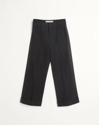 Wollhose mit Umschlag und seitlichen Satinbändern