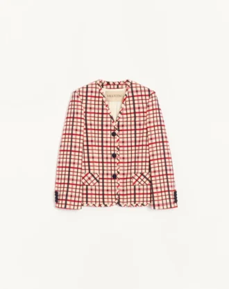 Wolljacke mit Fensterkaromuster Wolljacke mit Fensterkaromuster