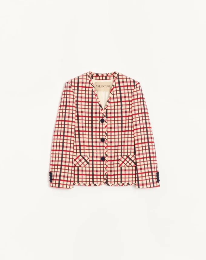 Wolljacke mit Fensterkaromuster Wolljacke mit Fensterkaromuster