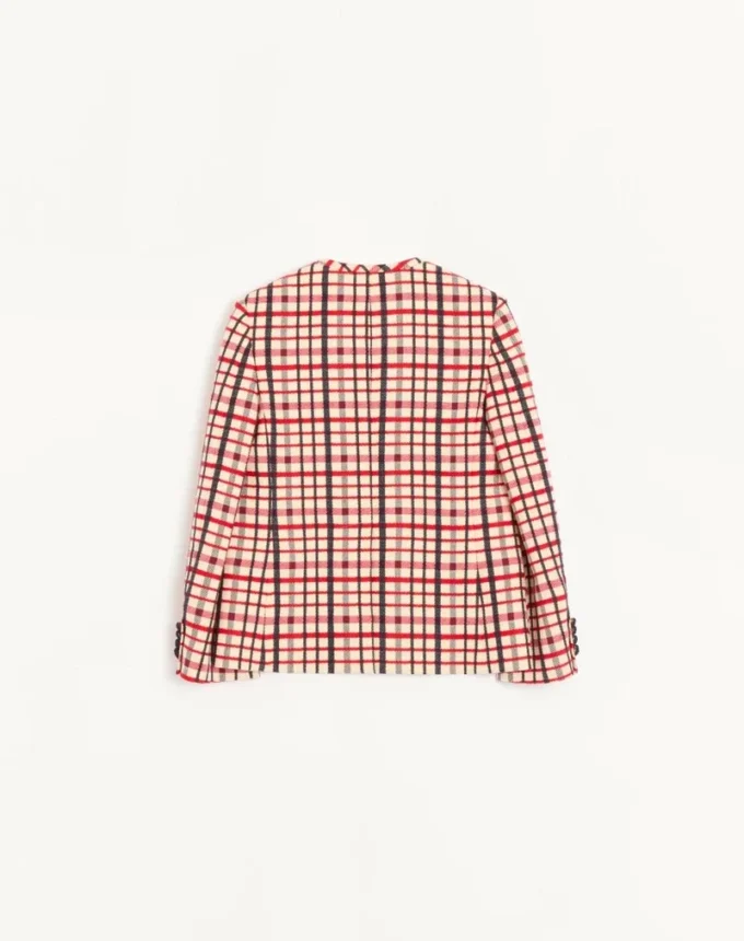 Wolljacke mit Fensterkaromuster Wolljacke mit Fensterkaromuster
