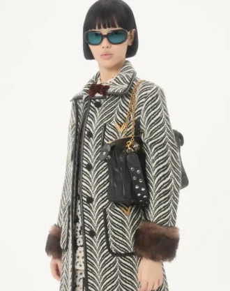 Wollmantel mit Fauve Eclat Animal Print