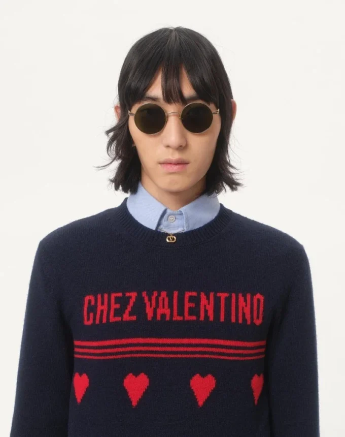 Wollpullover mit Chez Valentino Jacquard-Motiv Wollpullover mit Chez Valentino Jacquard-Motiv