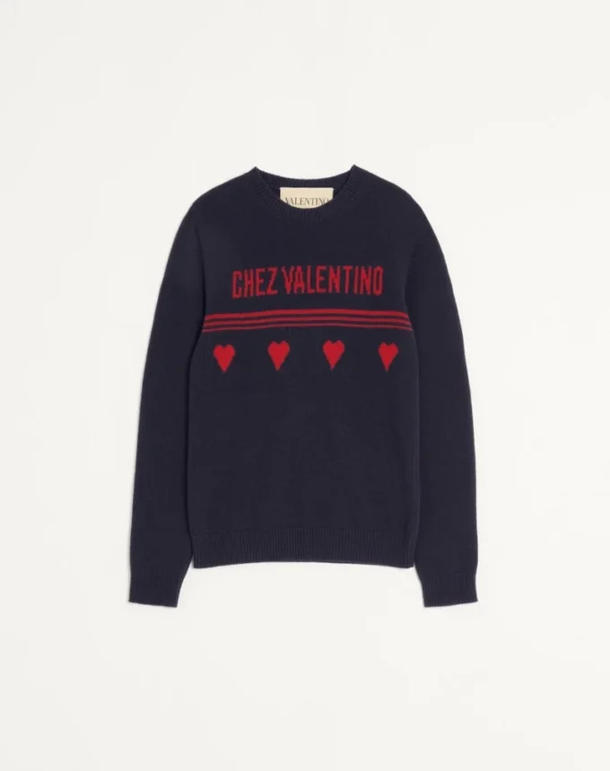 Wollpullover mit Chez Valentino Jacquard-Motiv Wollpullover mit Chez Valentino Jacquard-Motiv