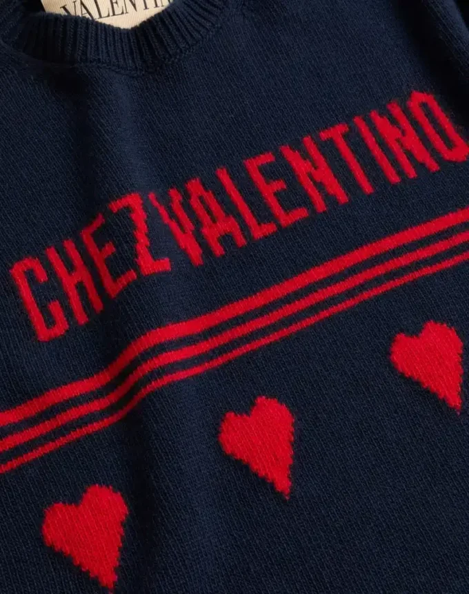 Wollpullover mit Chez Valentino Jacquard-Motiv Wollpullover mit Chez Valentino Jacquard-Motiv