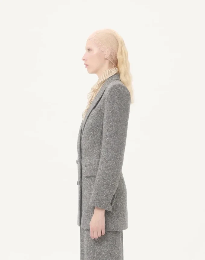 Zweireihiger Blazer aus Natté-Knopfgewebe Zweireihiger Blazer aus Natté-Knopfgewebe