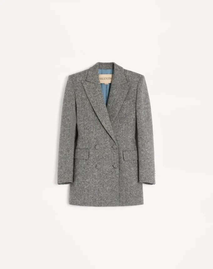 Zweireihiger Blazer aus Natté-Knopfgewebe Zweireihiger Blazer aus Natté-Knopfgewebe