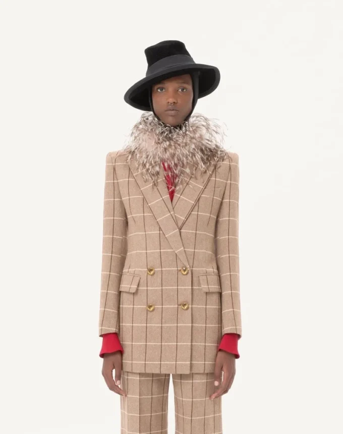 Zweireihiger Wollblazer mit Fensterkaromuster Zweireihiger Wollblazer mit Fensterkaromuster