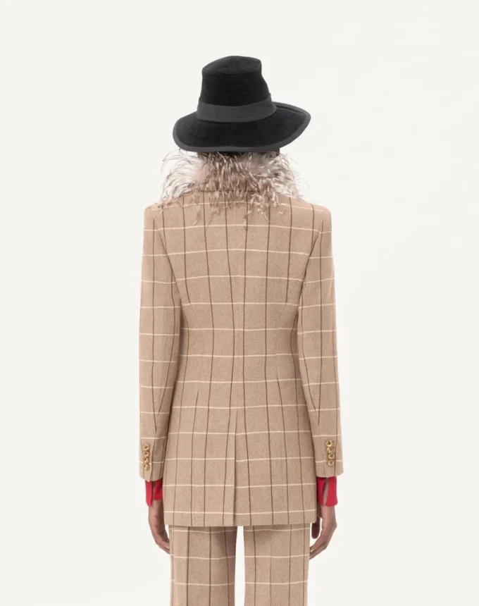 Zweireihiger Wollblazer mit Fensterkaromuster Zweireihiger Wollblazer mit Fensterkaromuster