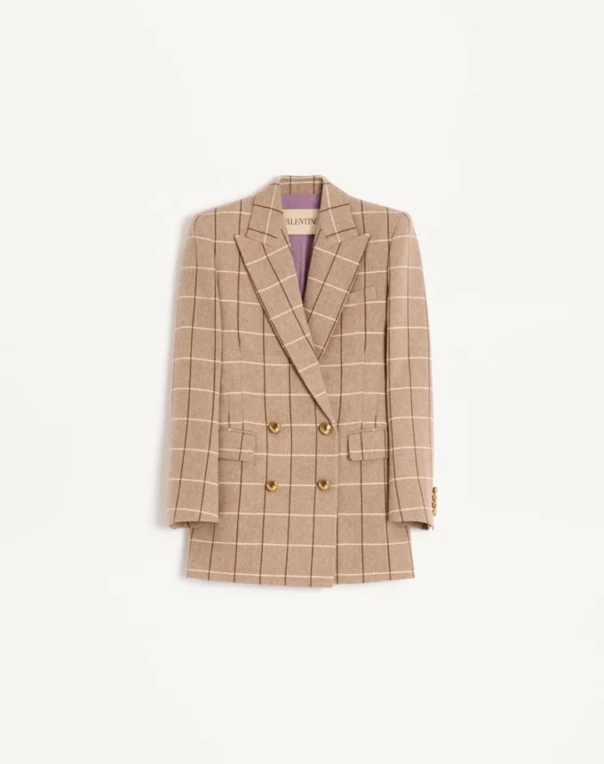 Zweireihiger Wollblazer mit Fensterkaromuster Zweireihiger Wollblazer mit Fensterkaromuster
