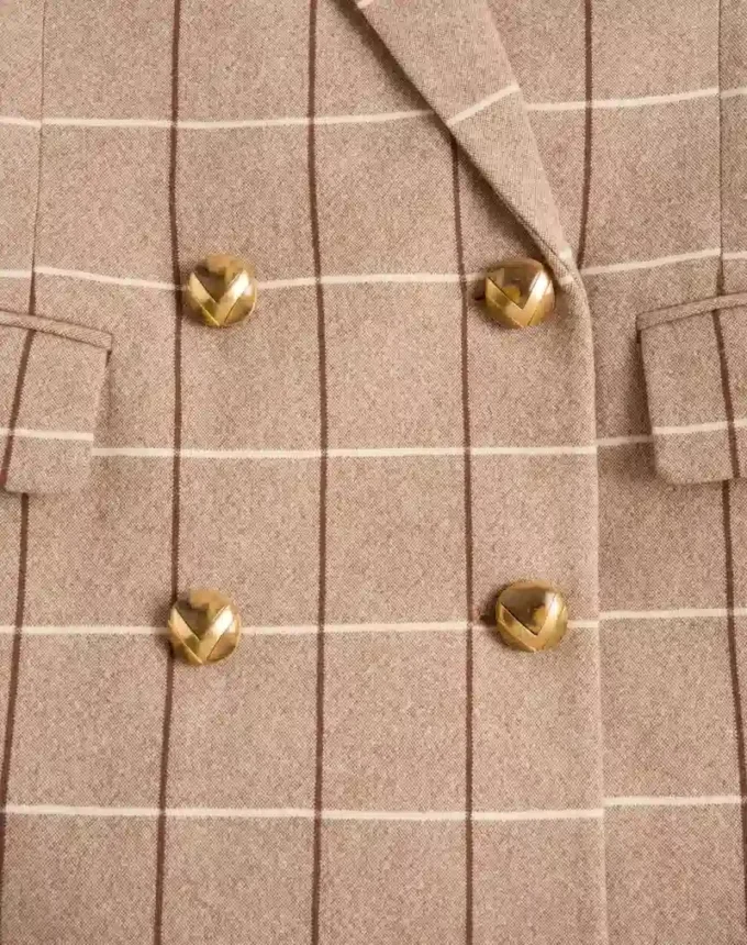 Zweireihiger Wollblazer mit Fensterkaromuster Zweireihiger Wollblazer mit Fensterkaromuster